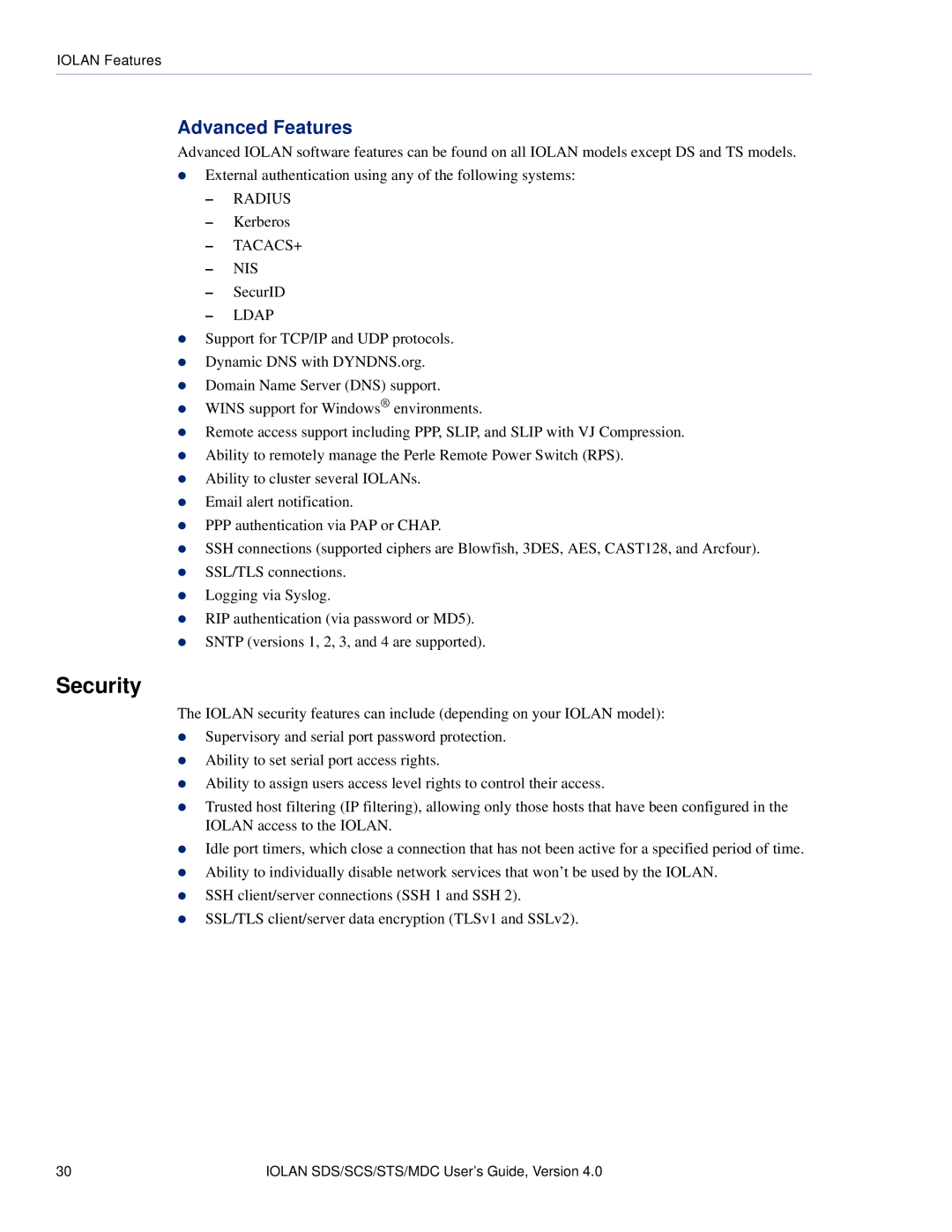 Perle Systems 5500161-40 manual Security, Ldap 