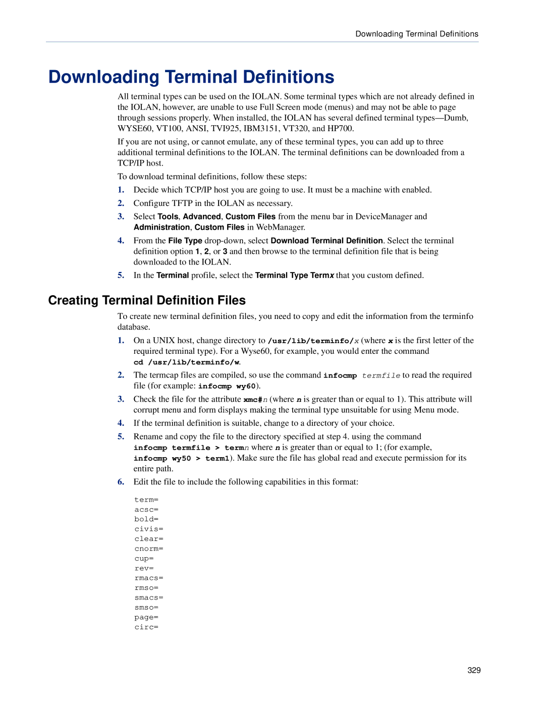 Perle Systems 5500161-40 manual Downloading Terminal Definitions, Creating Terminal Definition Files 