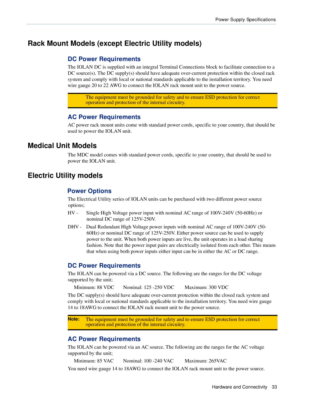 Perle Systems 5500161-40 manual Rack Mount Models except Electric Utility models, Medical Unit Models 