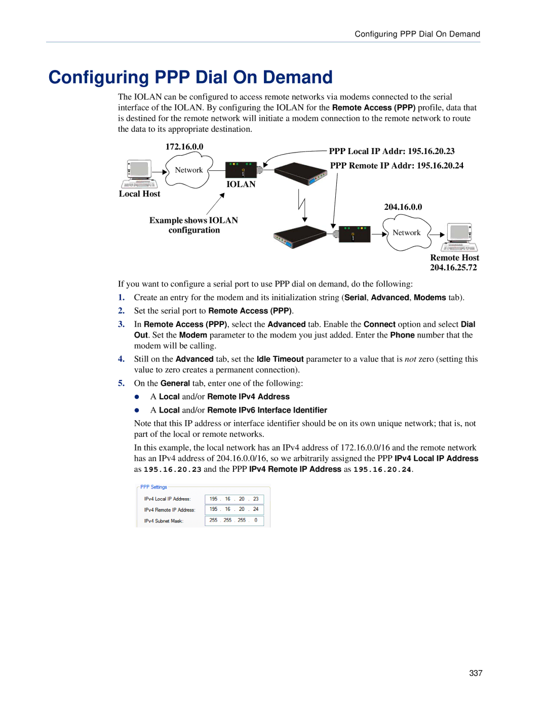 Perle Systems 5500161-40 manual Configuring PPP Dial On Demand, 172.16.0.0 