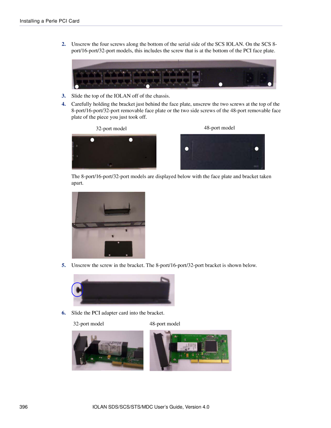 Perle Systems 5500161-40 manual Installing a Perle PCI Card 