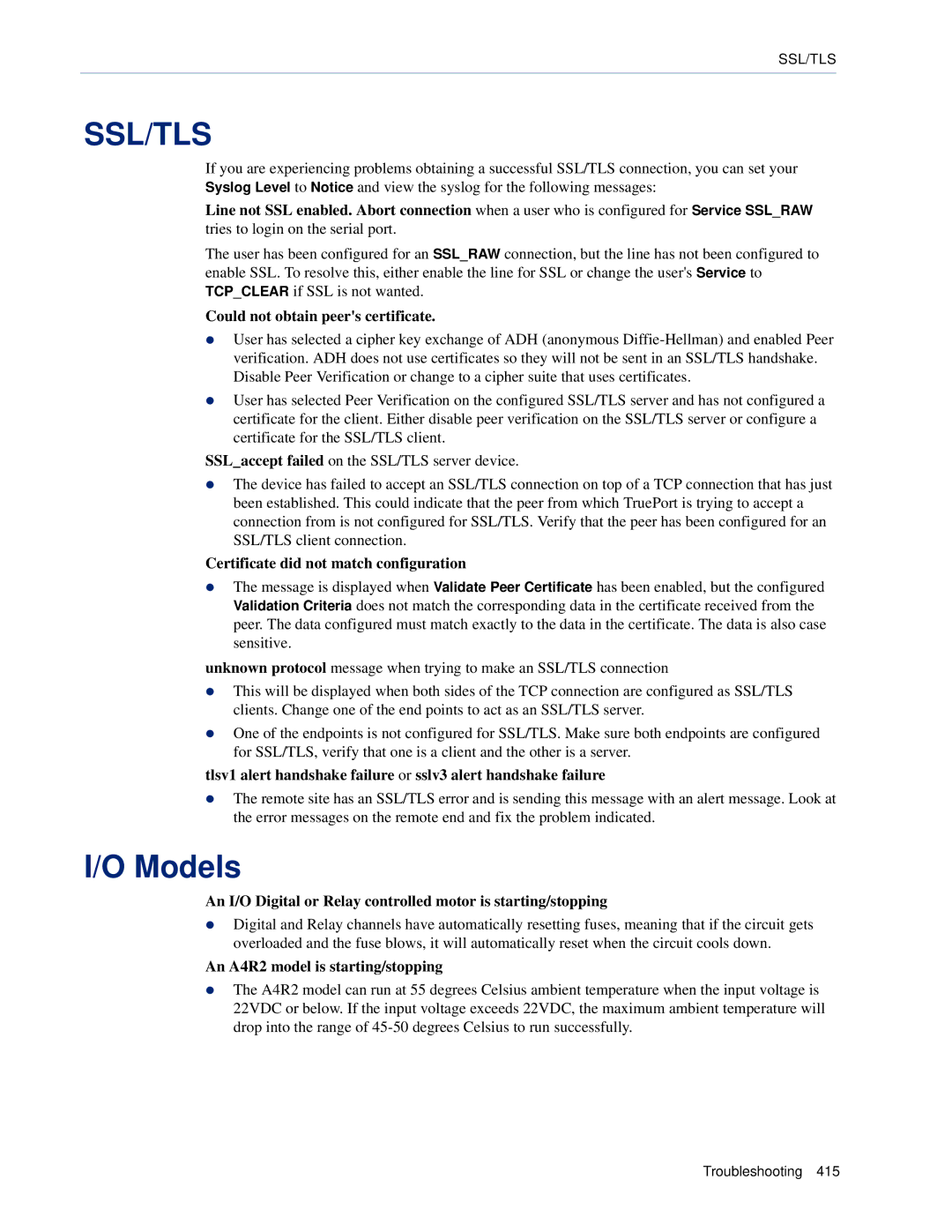 Perle Systems 5500161-40 manual Models, Could not obtain peers certificate, Certificate did not match configuration 