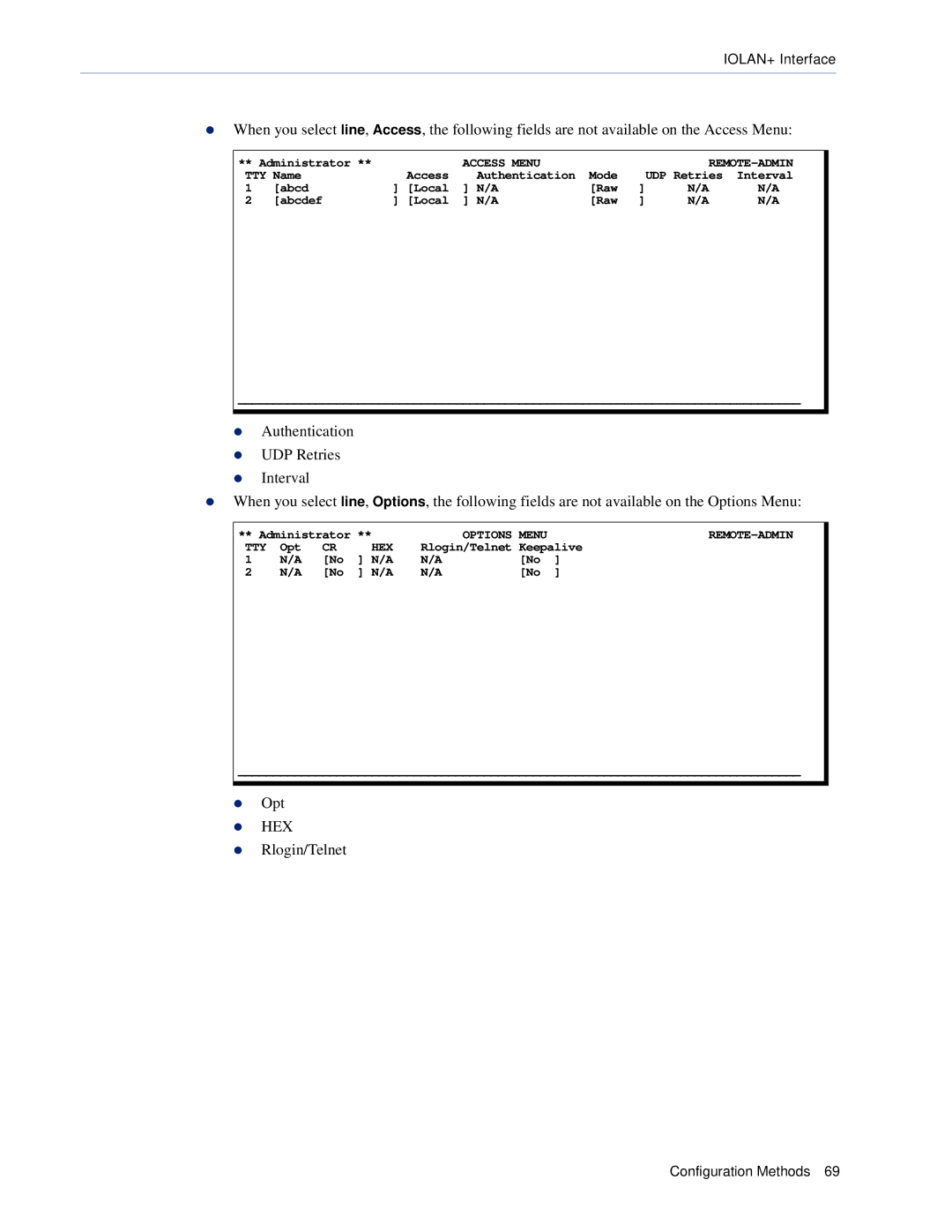 Perle Systems 5500161-40 manual Opt HEX Rlogin/Telnet 