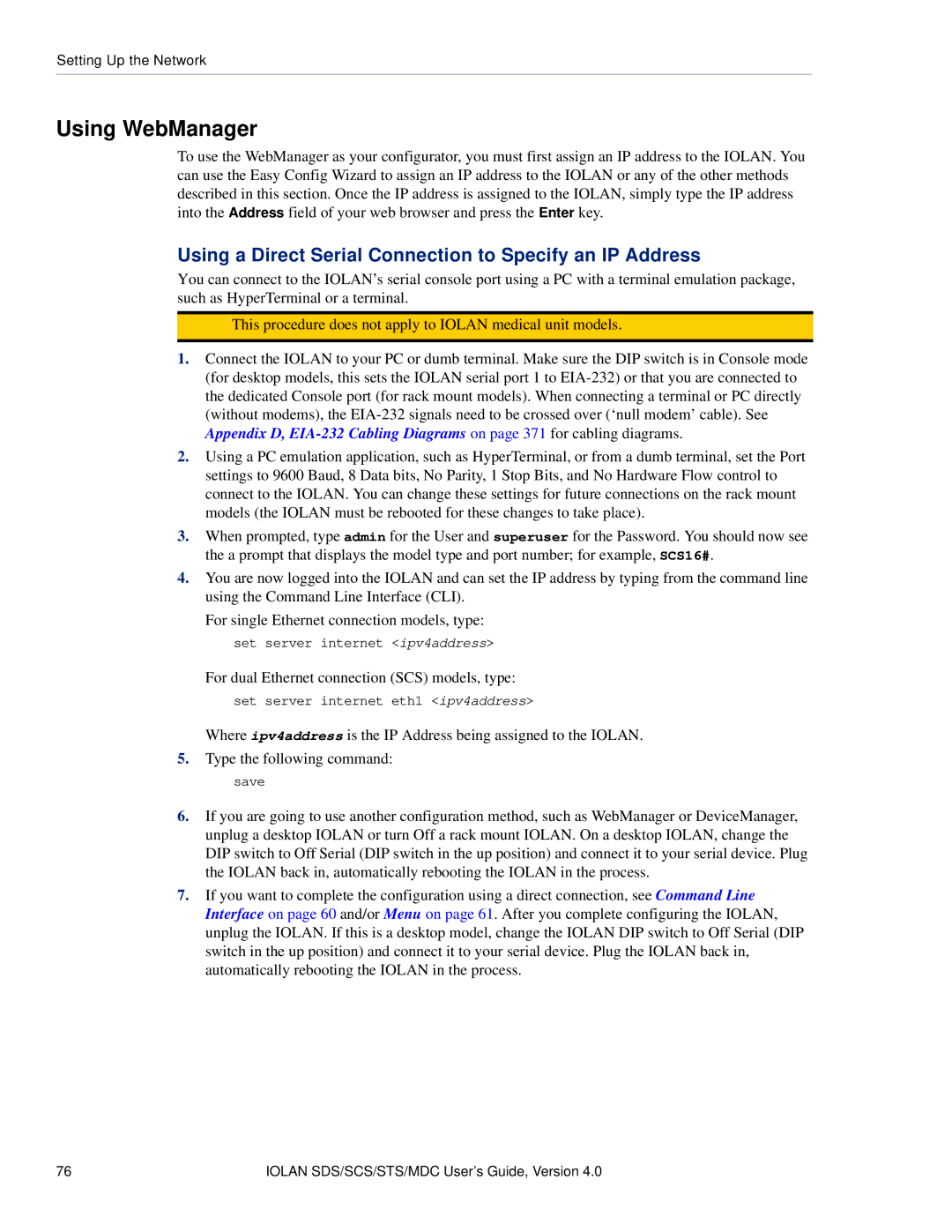 Perle Systems 5500161-40 manual Using WebManager, Using a Direct Serial Connection to Specify an IP Address 