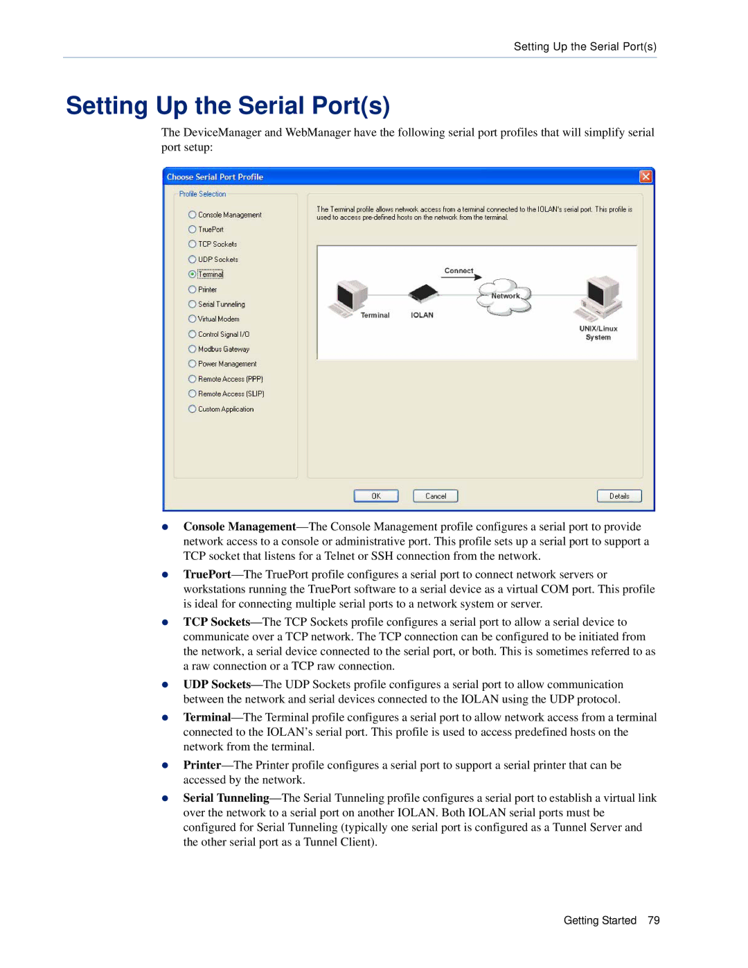 Perle Systems 5500161-40 manual Setting Up the Serial Ports 