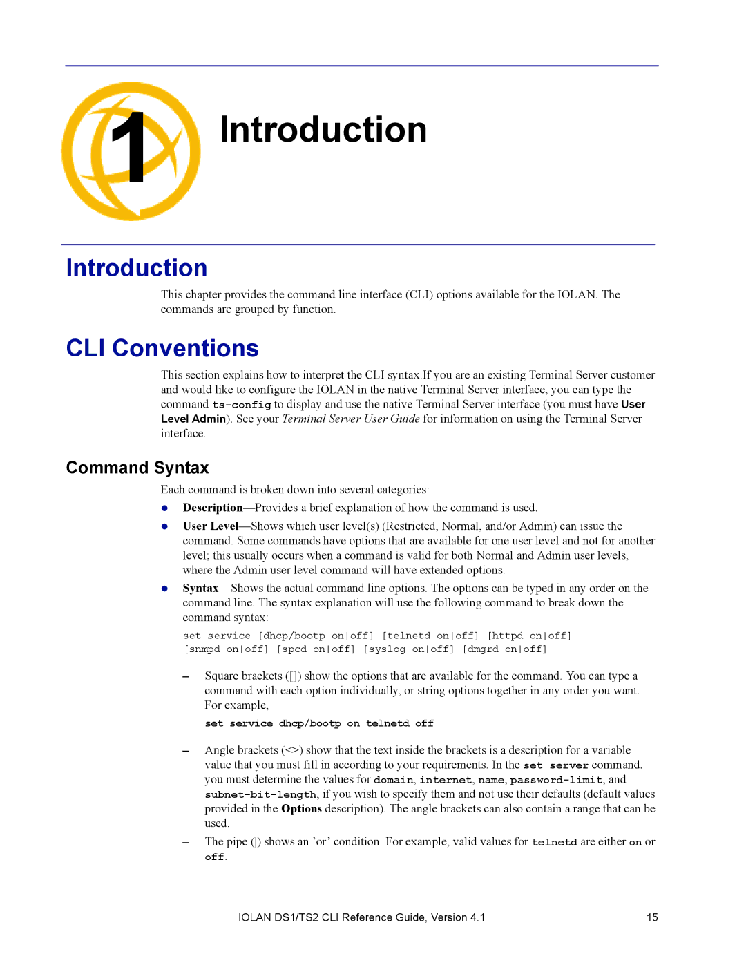 Perle Systems 5500208-41 manual Introduction, CLI Conventions, Command Syntax 