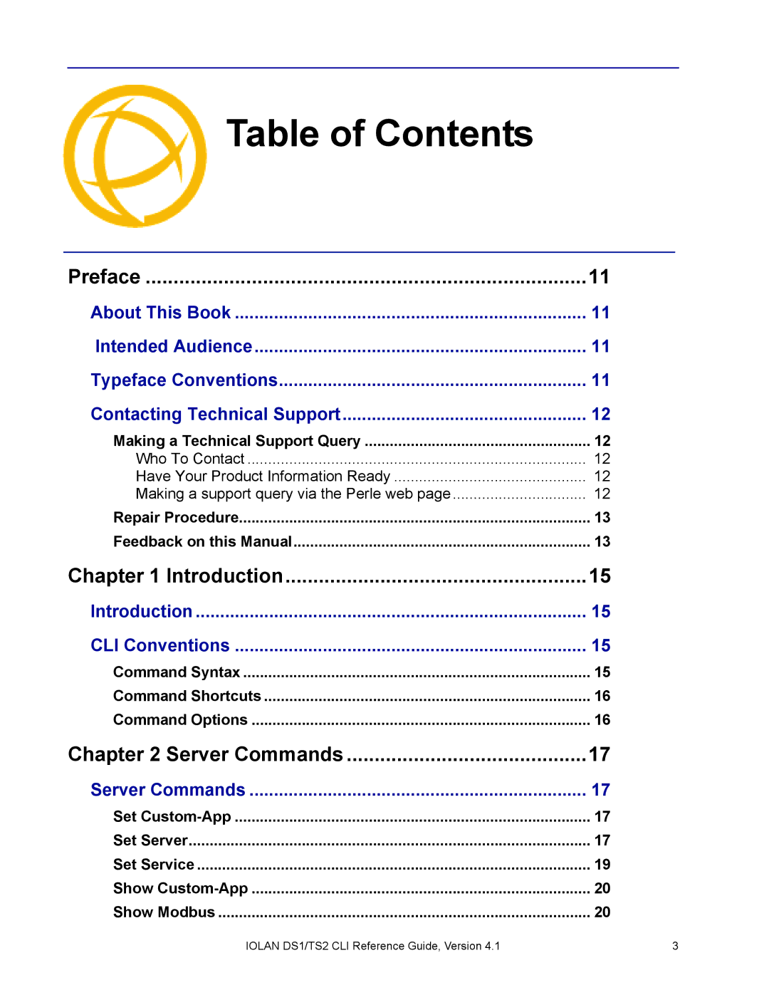 Perle Systems 5500208-41 manual Table of Contents 