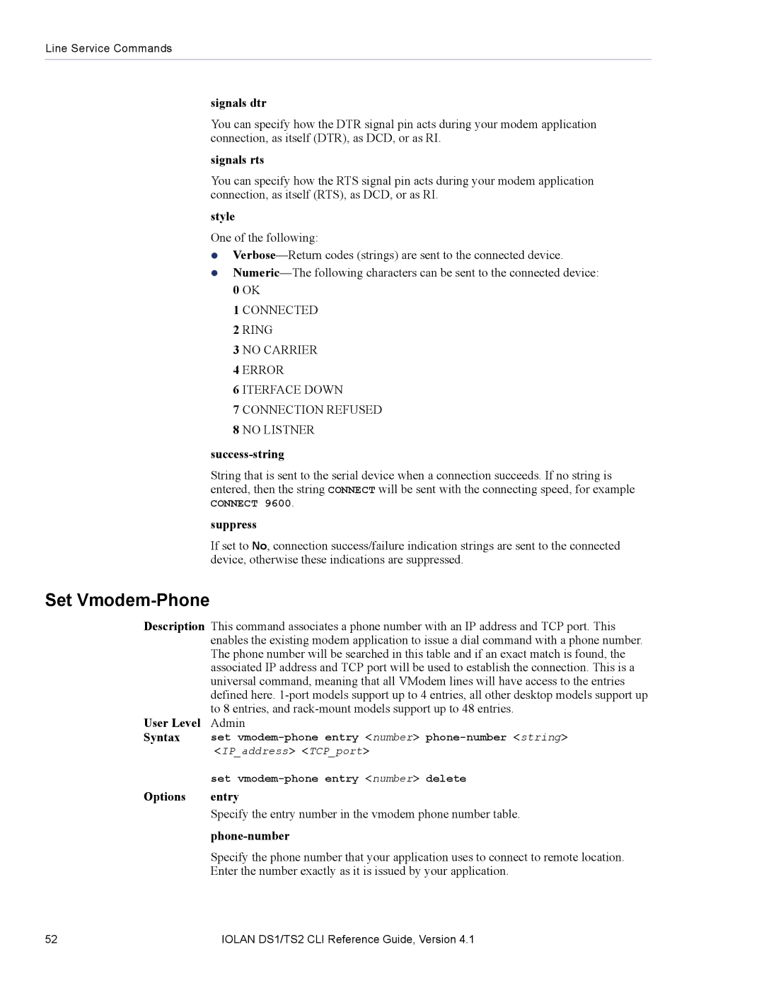 Perle Systems 5500208-41 manual Set Vmodem-Phone 