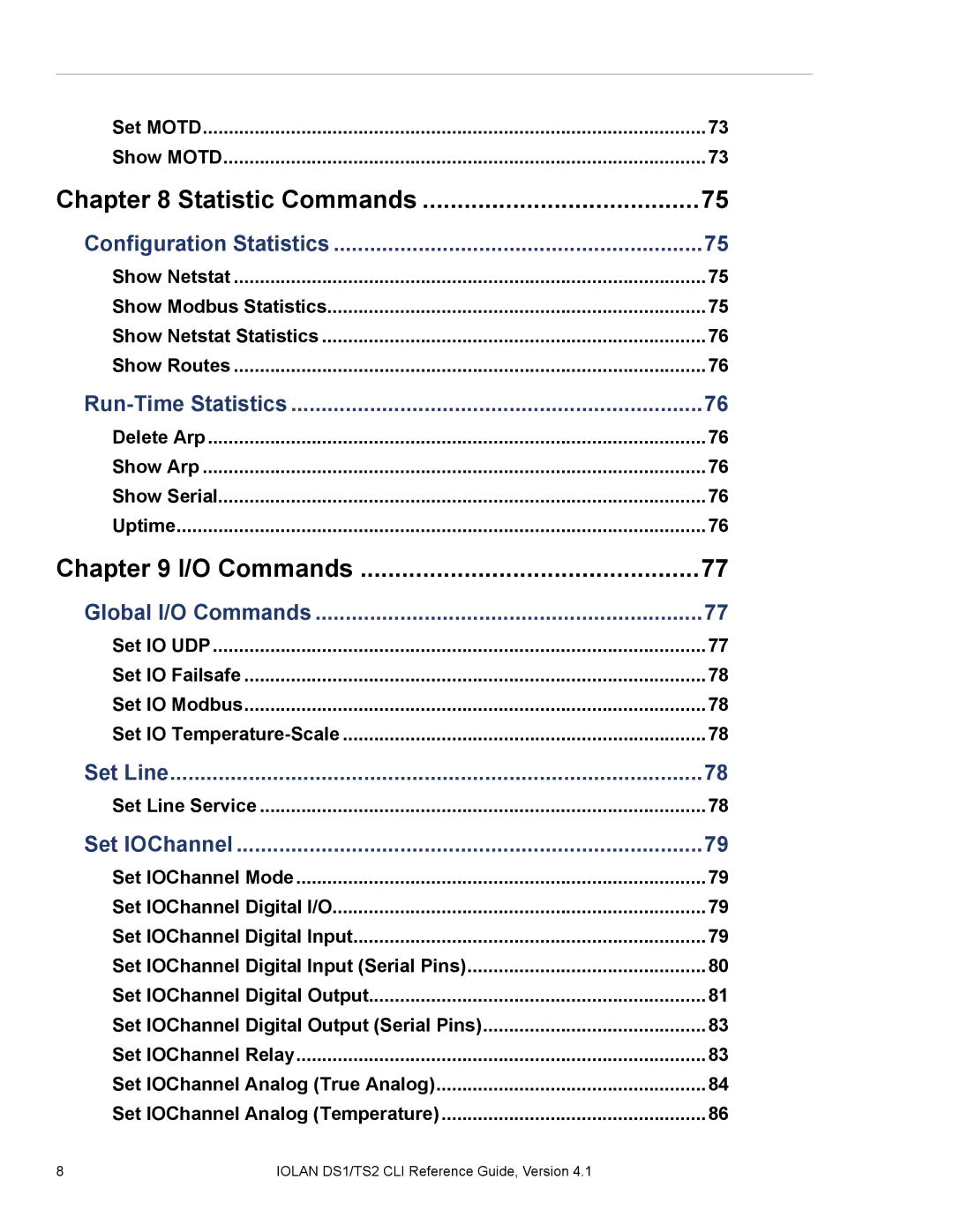 Perle Systems 5500208-41 manual Statistic Commands 