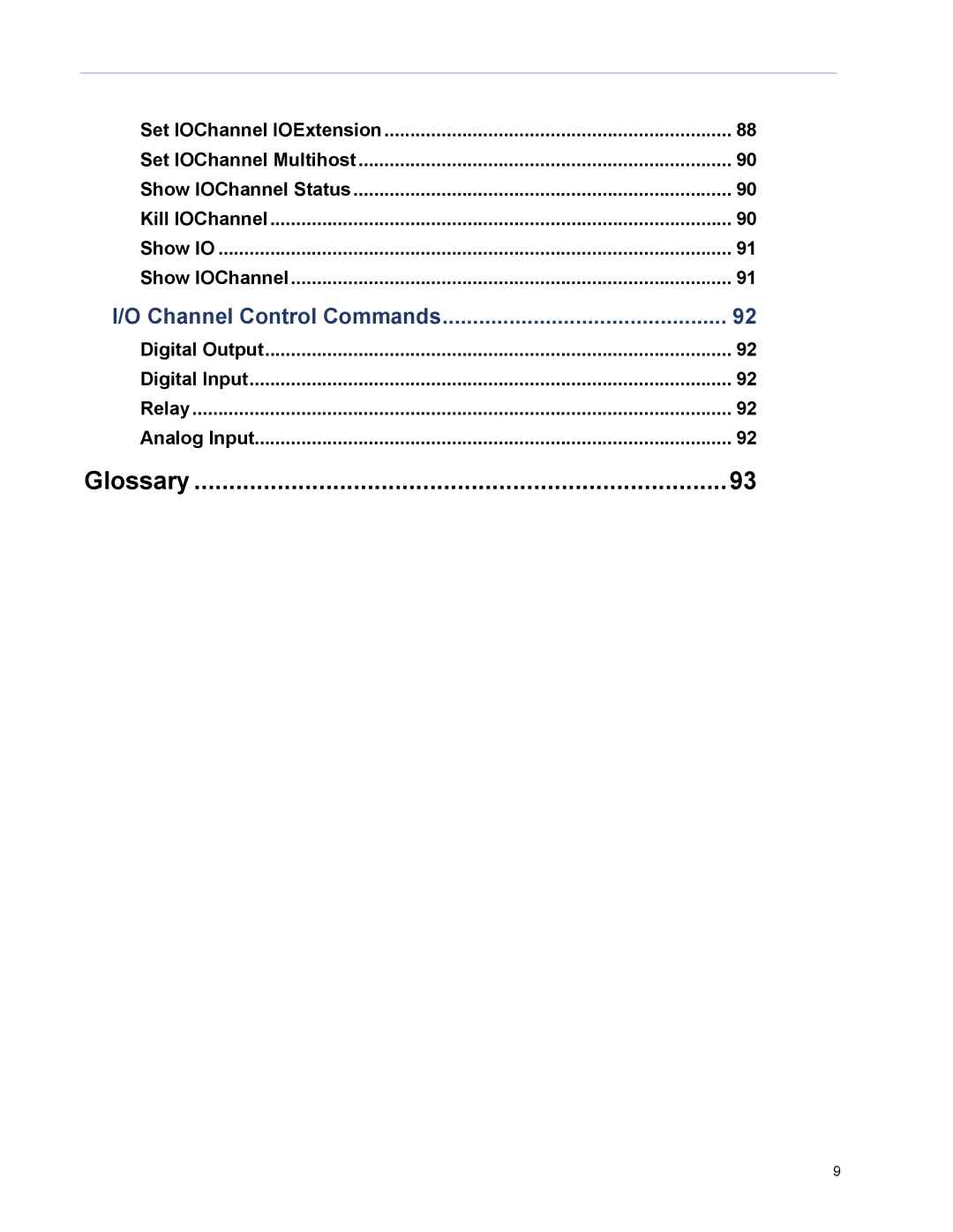 Perle Systems 5500208-41 manual Channel Control Commands, Glossary 