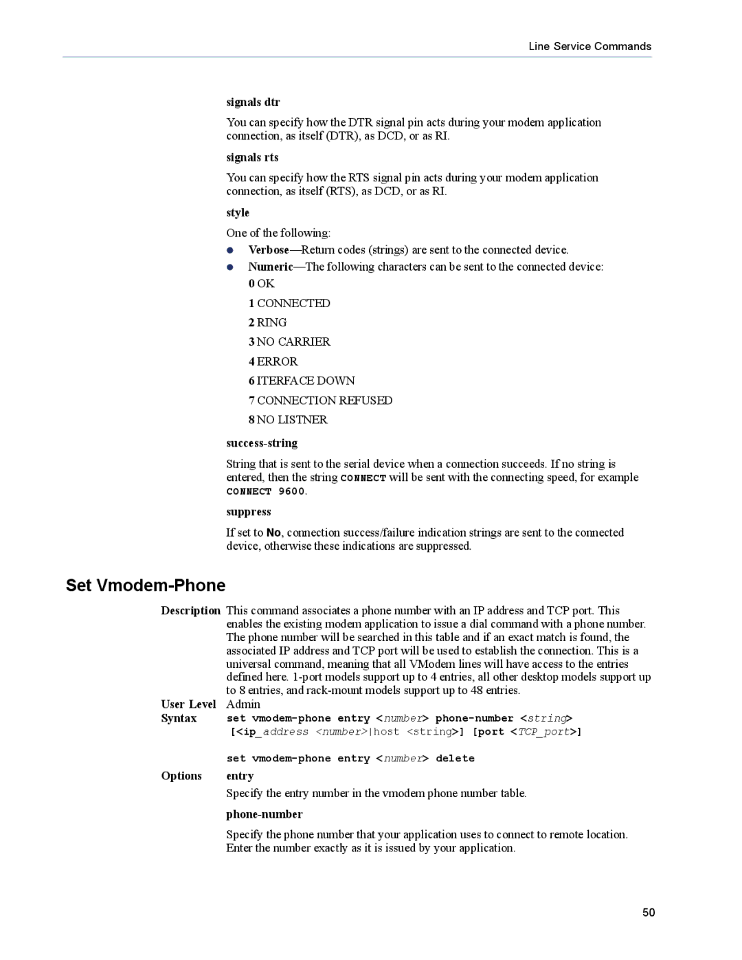 Perle Systems 5500208-43 manual Set Vmodem-Phone 