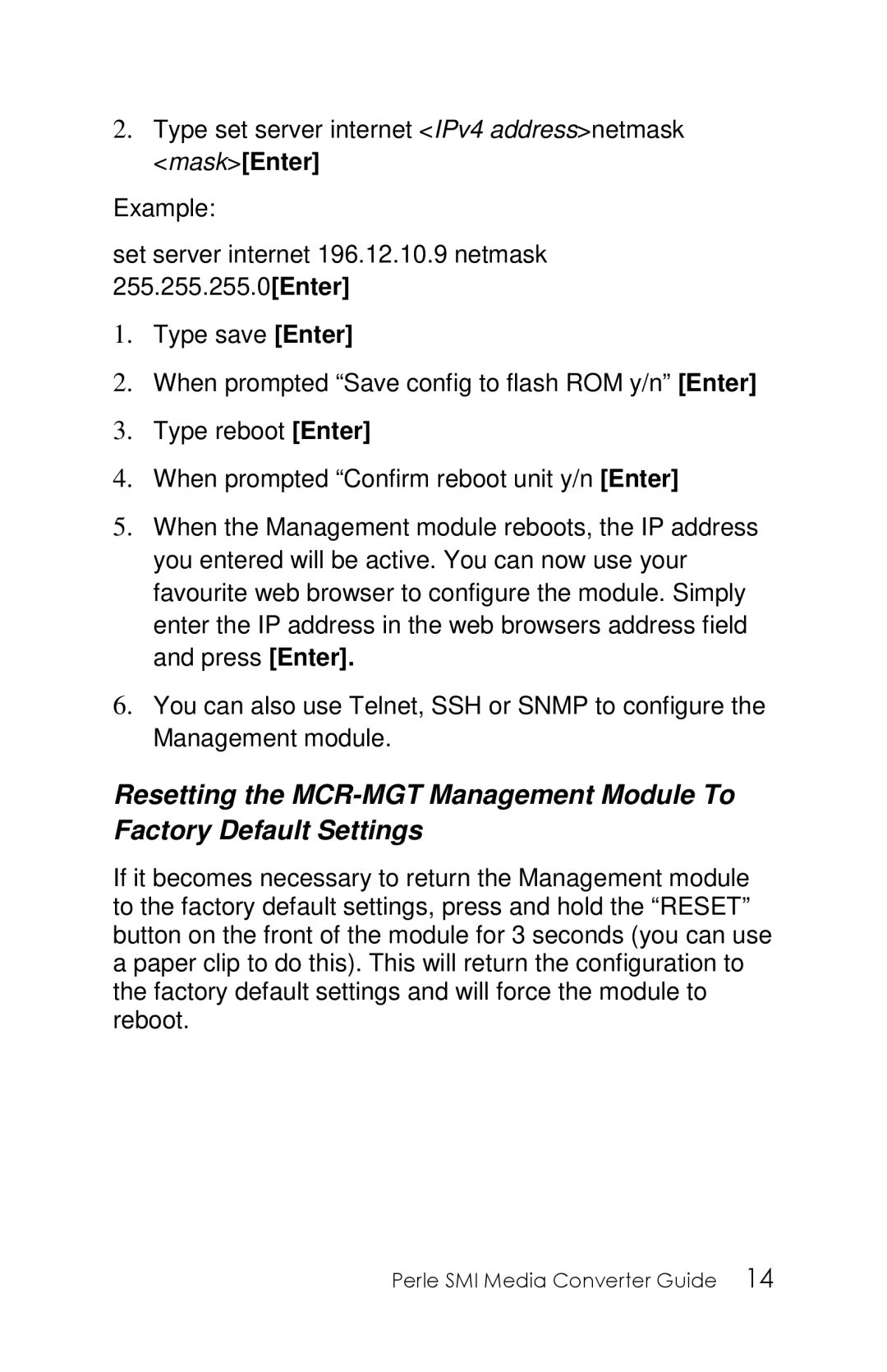 Perle Systems 5500316-13 manual Perle SMI Media Converter Guide 