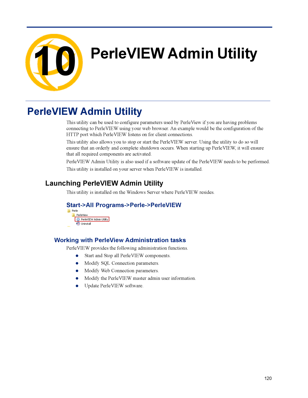 Perle Systems 5500320-12 manual PerleVIEW Admin Utility Chapter, Launching PerleVIEW Admin Utility 