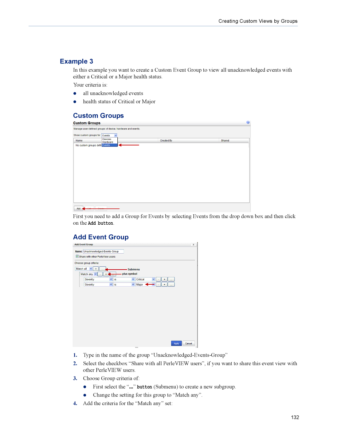 Perle Systems 5500320-12 manual Add Event Group 