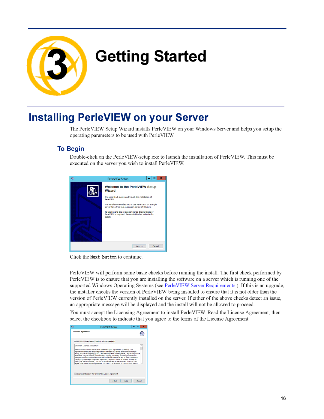 Perle Systems 5500320-12 manual Installing PerleVIEW on your Server, To Begin 