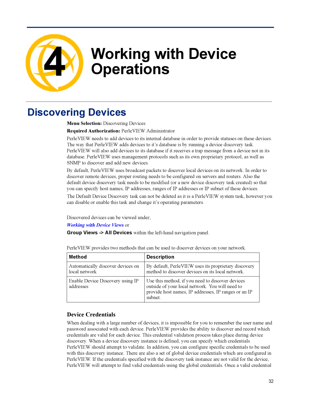 Perle Systems 5500320-12 manual Working with Device Operations, Discovering Devices 