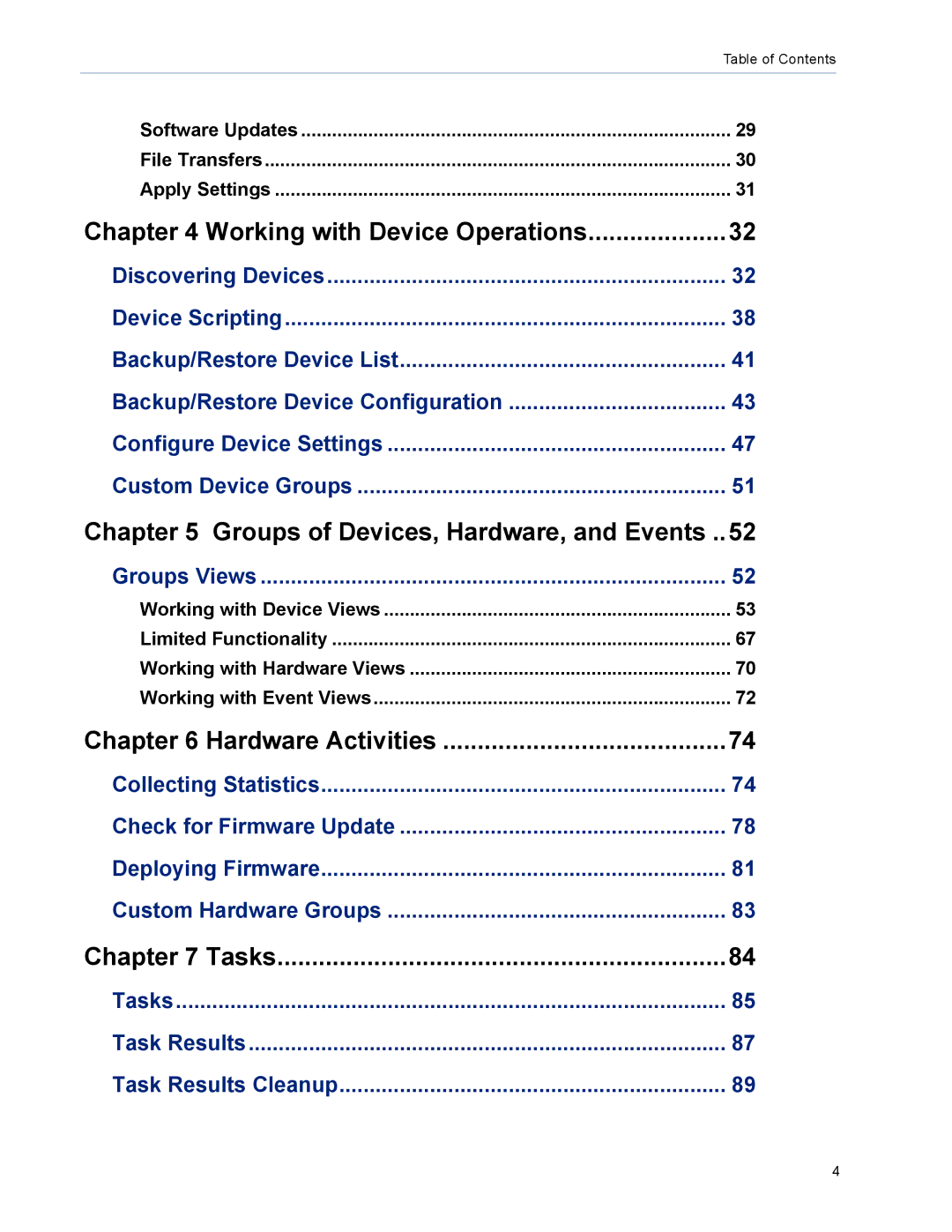 Perle Systems 5500320-12 manual Groups Views, Tasks Task Results Task Results Cleanup 