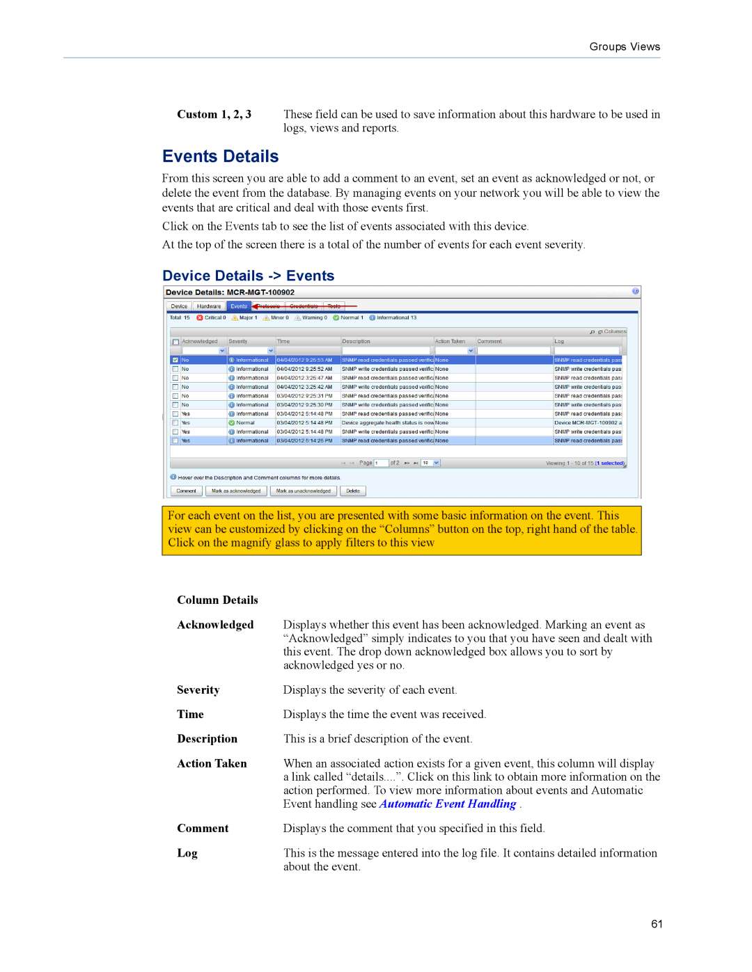 Perle Systems 5500320-12 manual Events Details, Device Details Events 