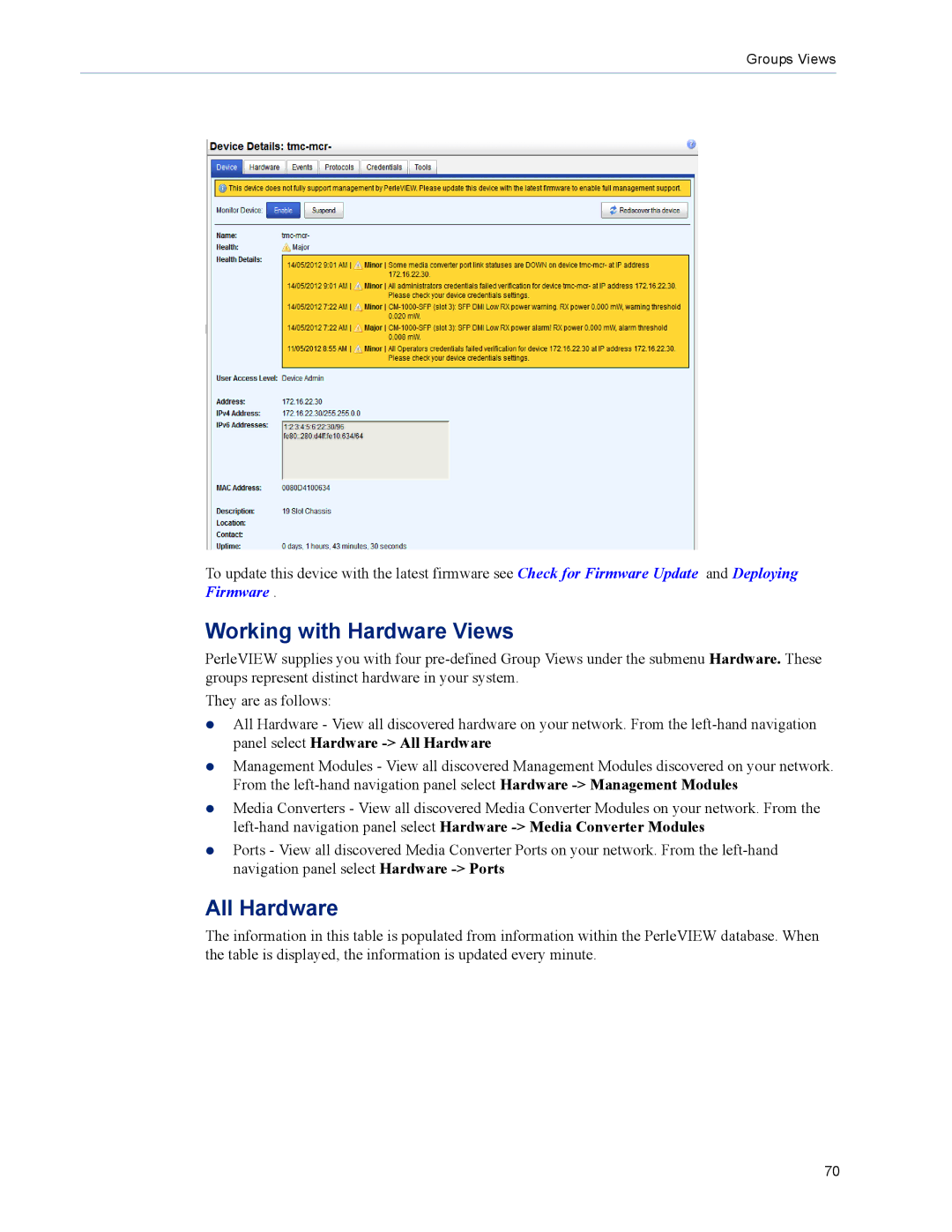 Perle Systems 5500320-12 manual Working with Hardware Views, All Hardware 