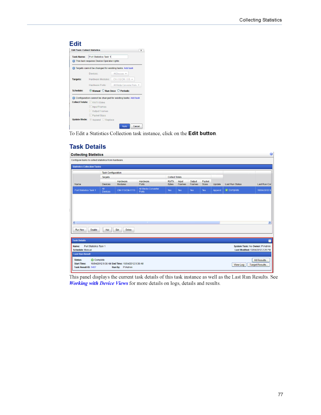 Perle Systems 5500320-12 manual Edit, Task Details 