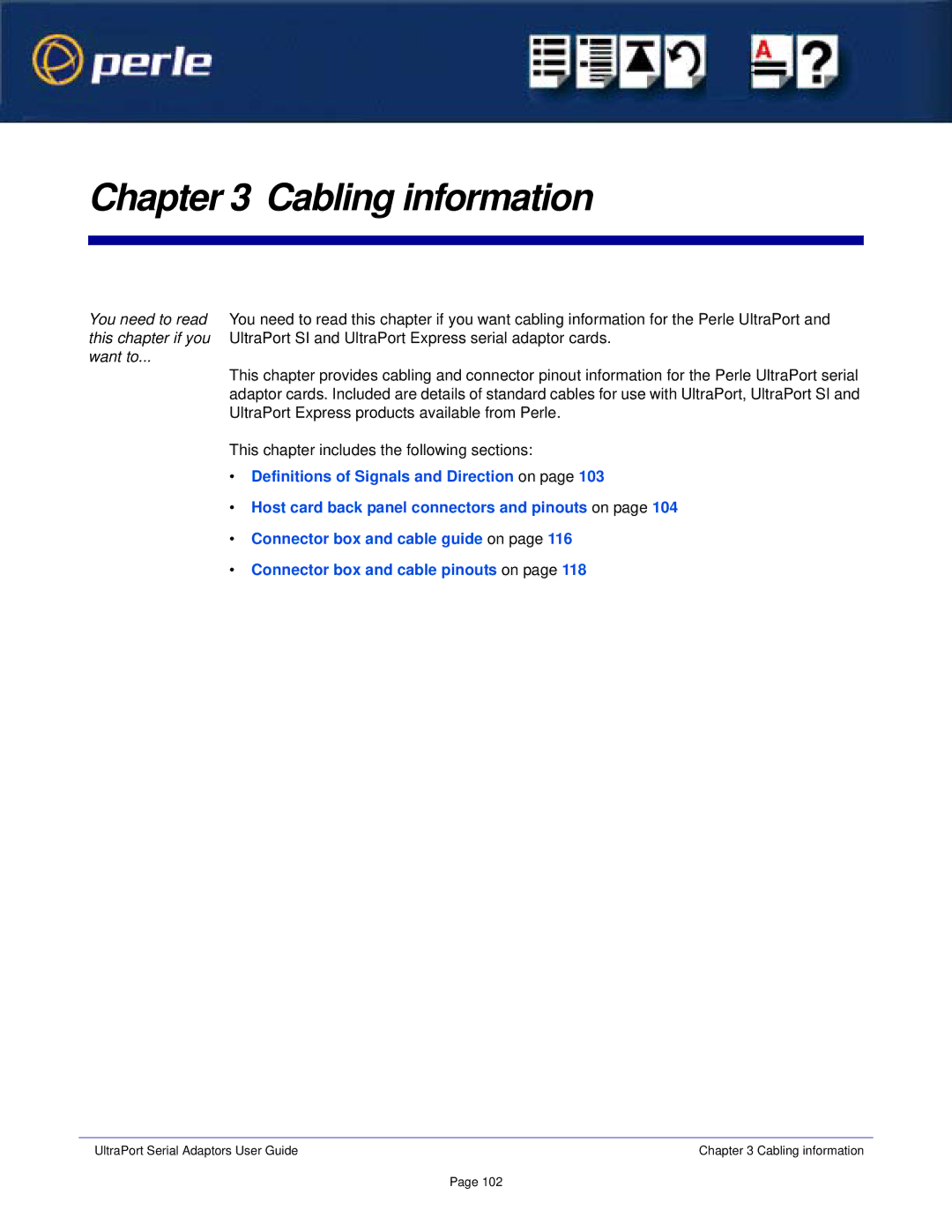 Perle Systems Adaptors manual Cabling information 