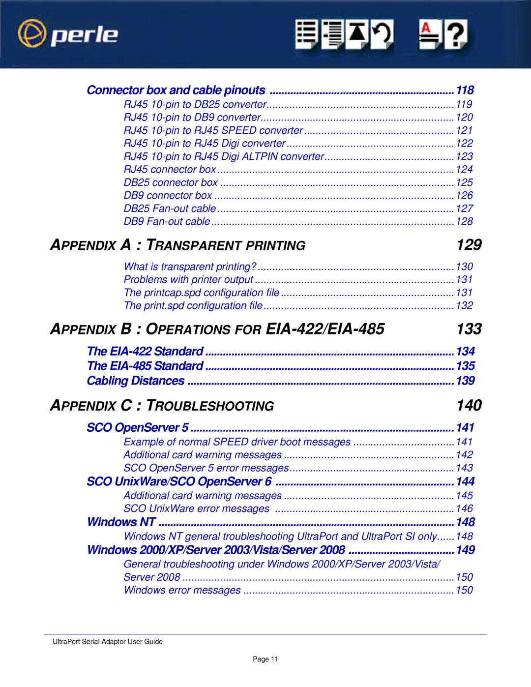 Perle Systems Adaptors manual Ppendix a T Ransparent Printing 