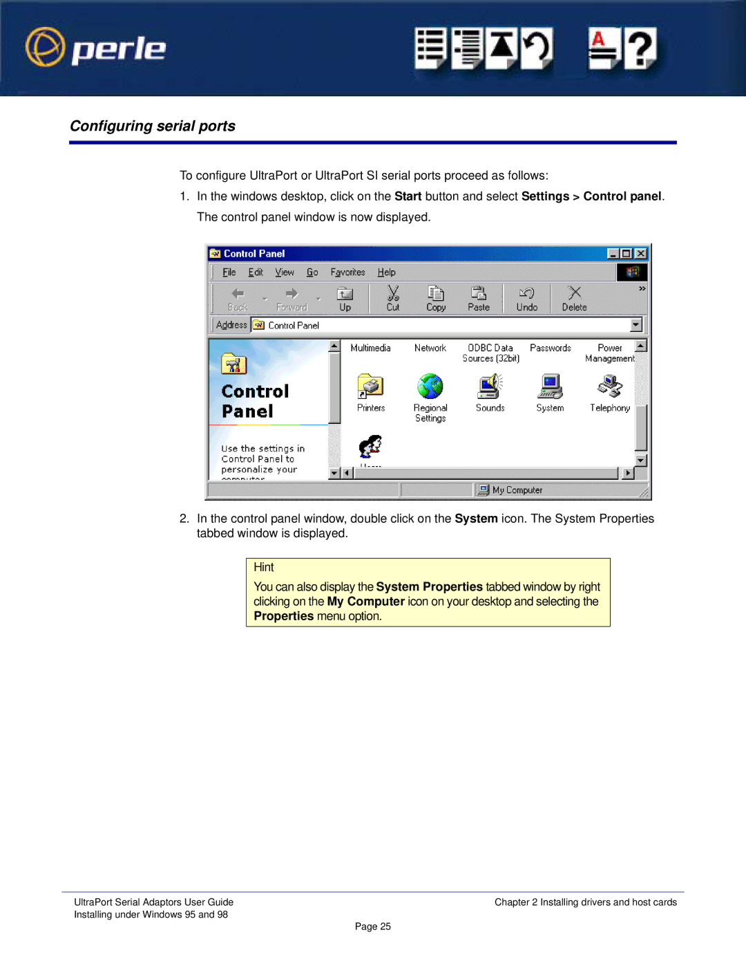 Perle Systems Adaptors manual Configuring serial ports 