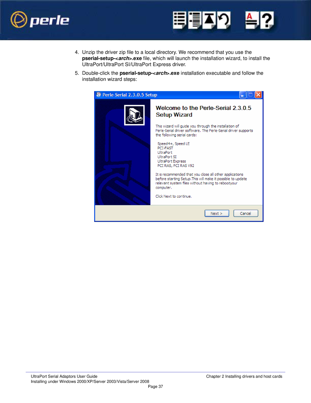 Perle Systems manual UltraPort Serial Adaptors User Guide 