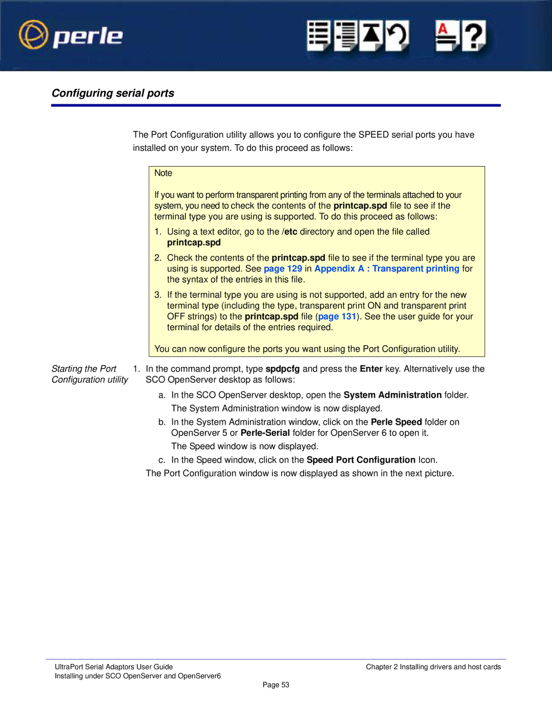 Perle Systems Adaptors manual Configuring serial ports 