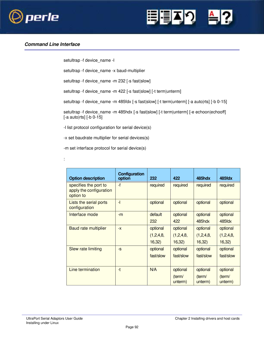 Perle Systems Adaptors manual Command Line Interface 