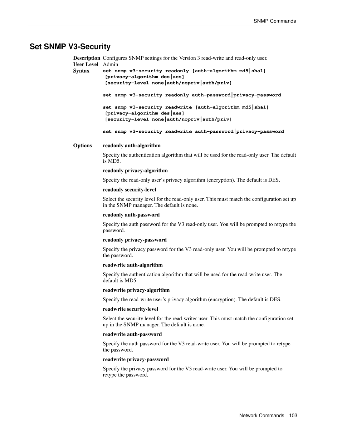 Perle Systems CSS manual Set Snmp V3-Security 