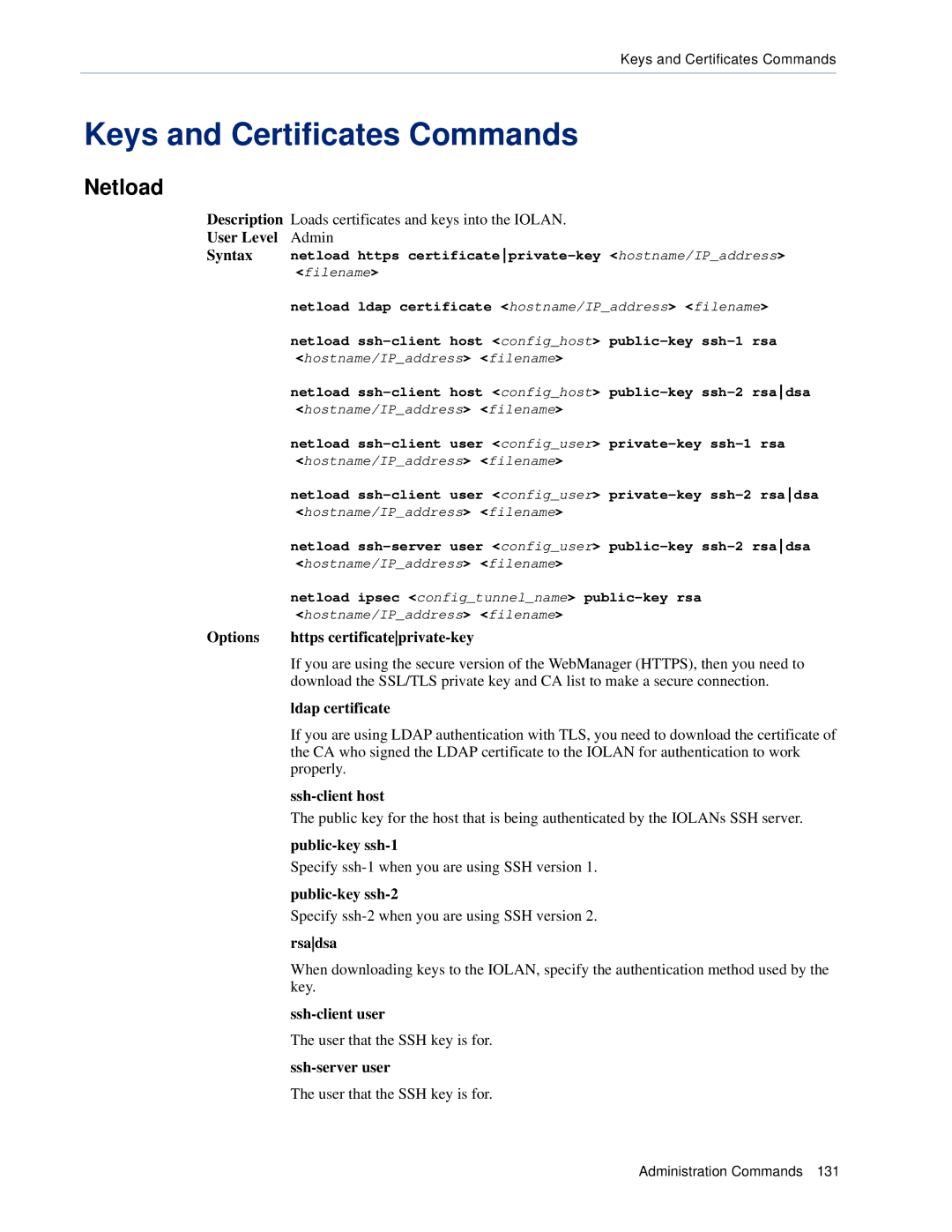 Perle Systems CSS manual Keys and Certificates Commands, Filename 