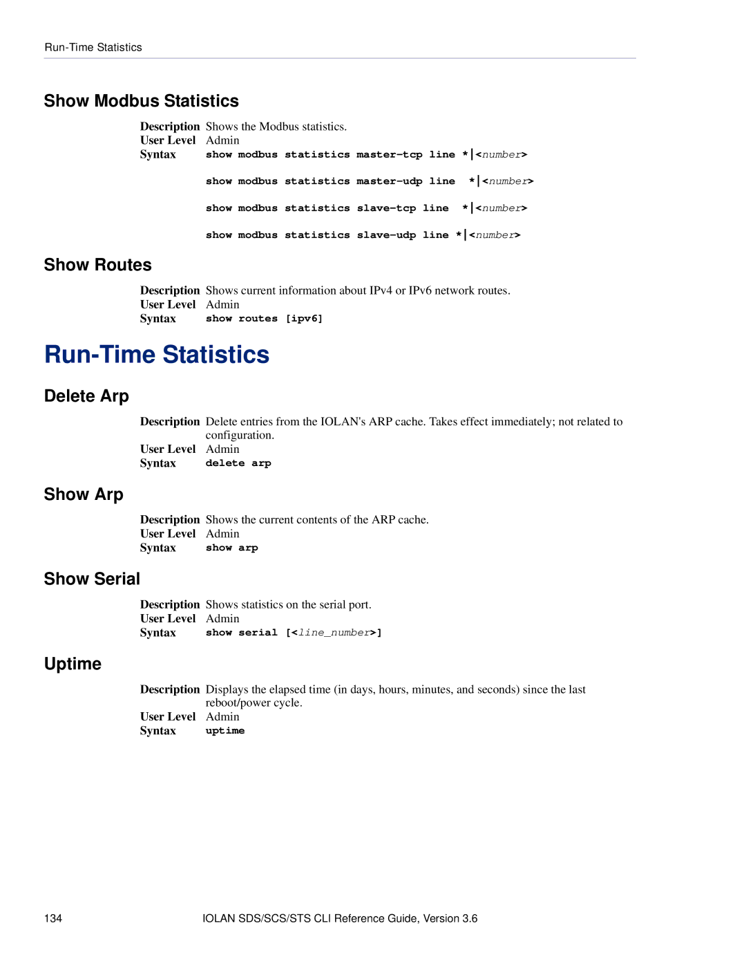 Perle Systems CSS manual Run-Time Statistics 