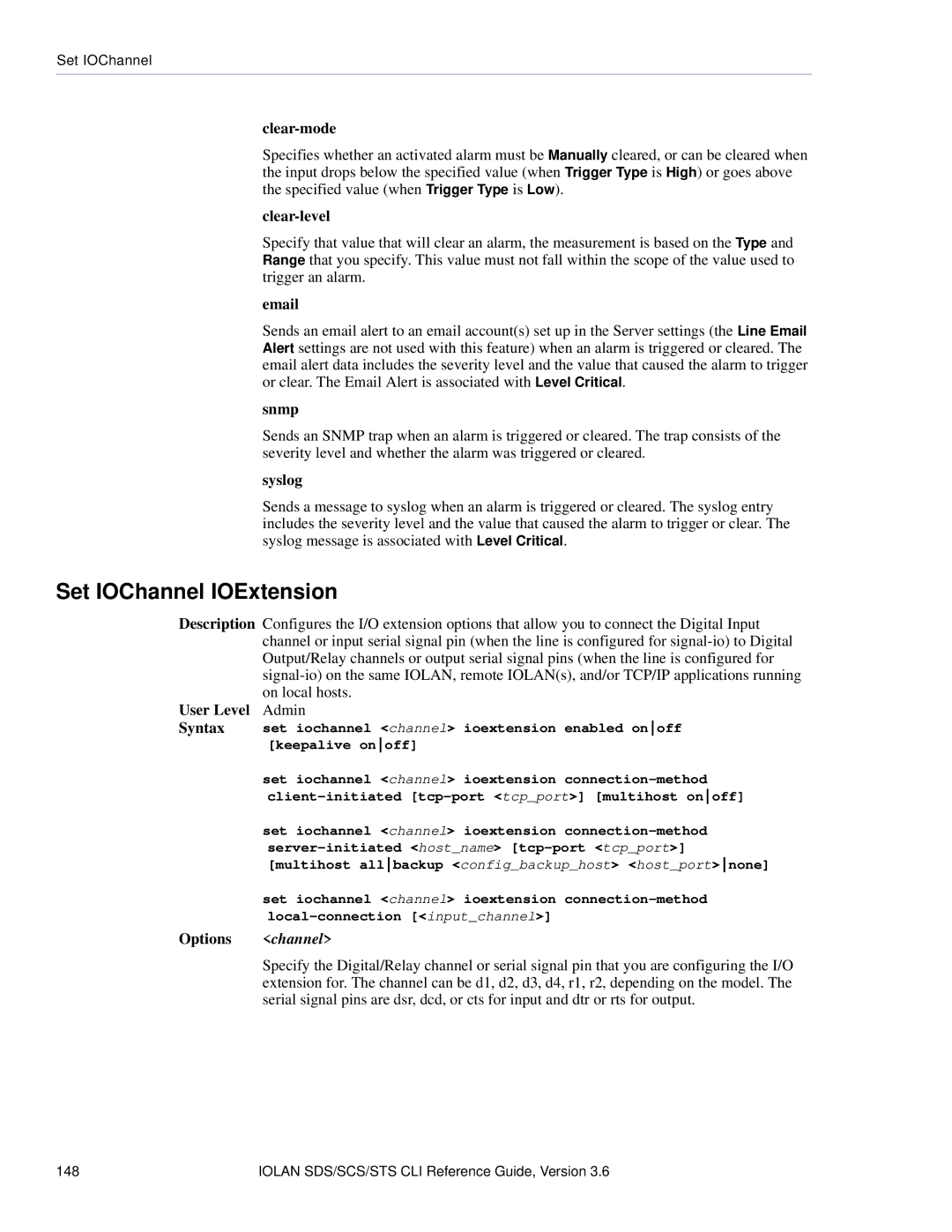 Perle Systems CSS manual Set IOChannel IOExtension 