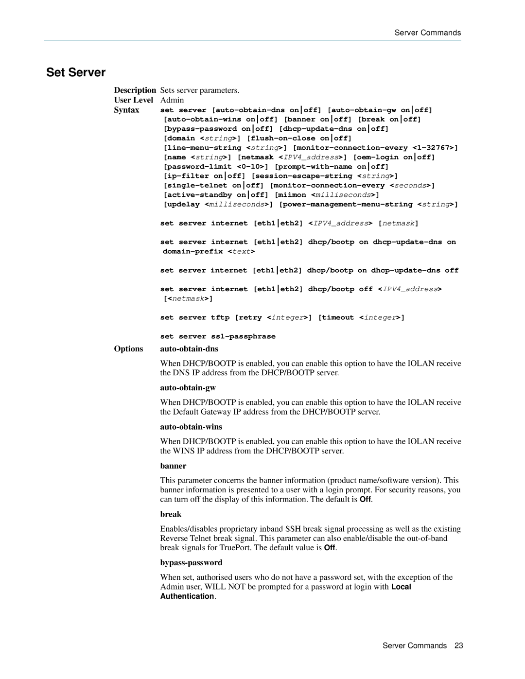 Perle Systems CSS manual Set Server 