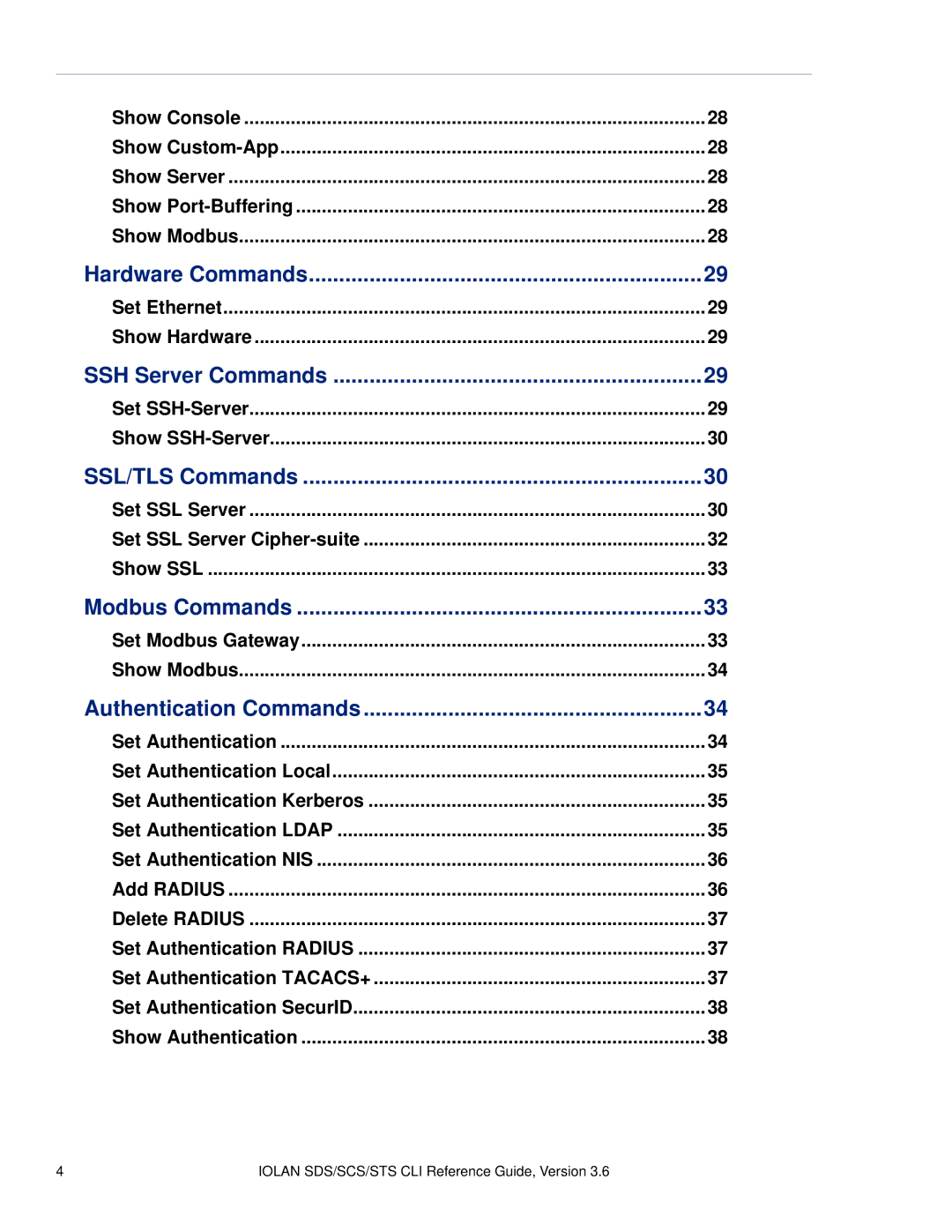 Perle Systems CSS manual Hardware Commands 