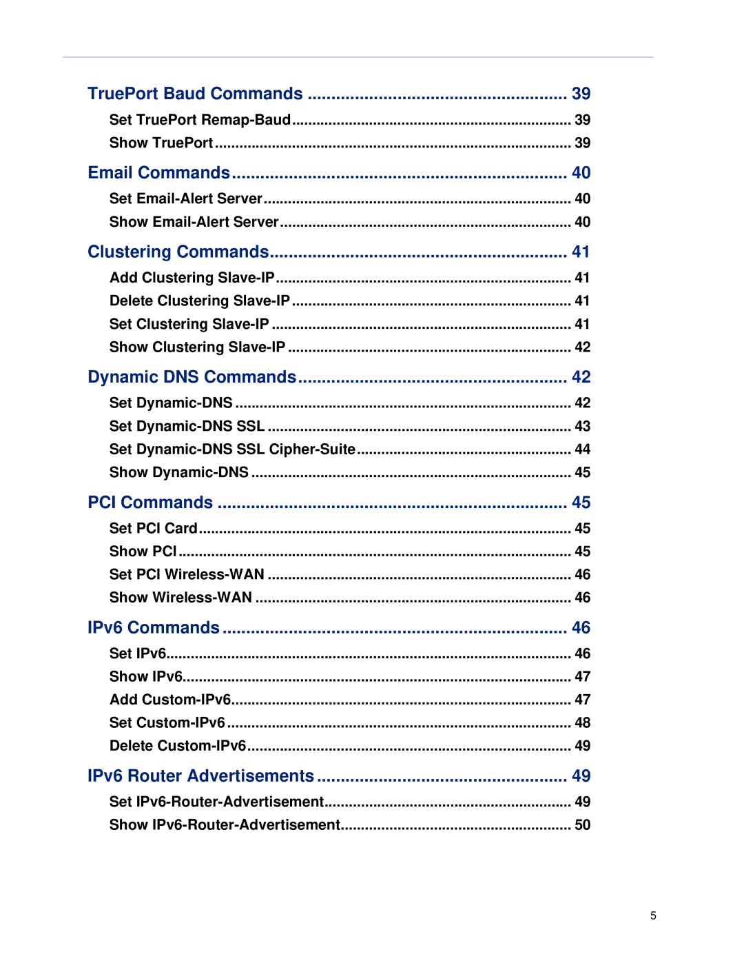 Perle Systems CSS manual TruePort Baud Commands 