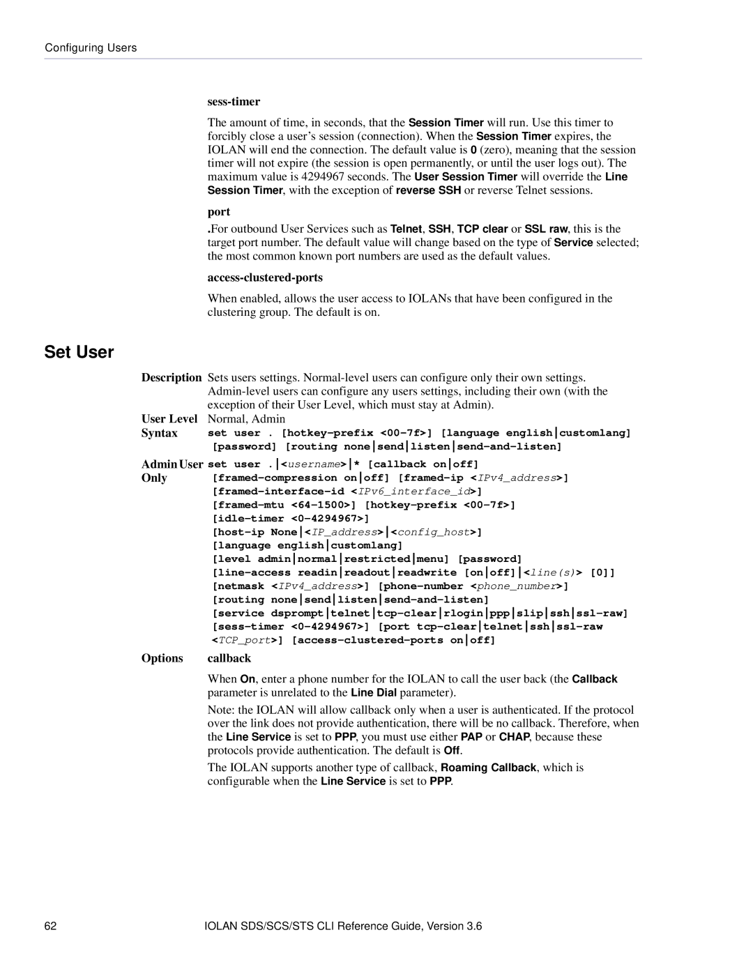 Perle Systems CSS manual Sess-timer, Access-clustered-ports 