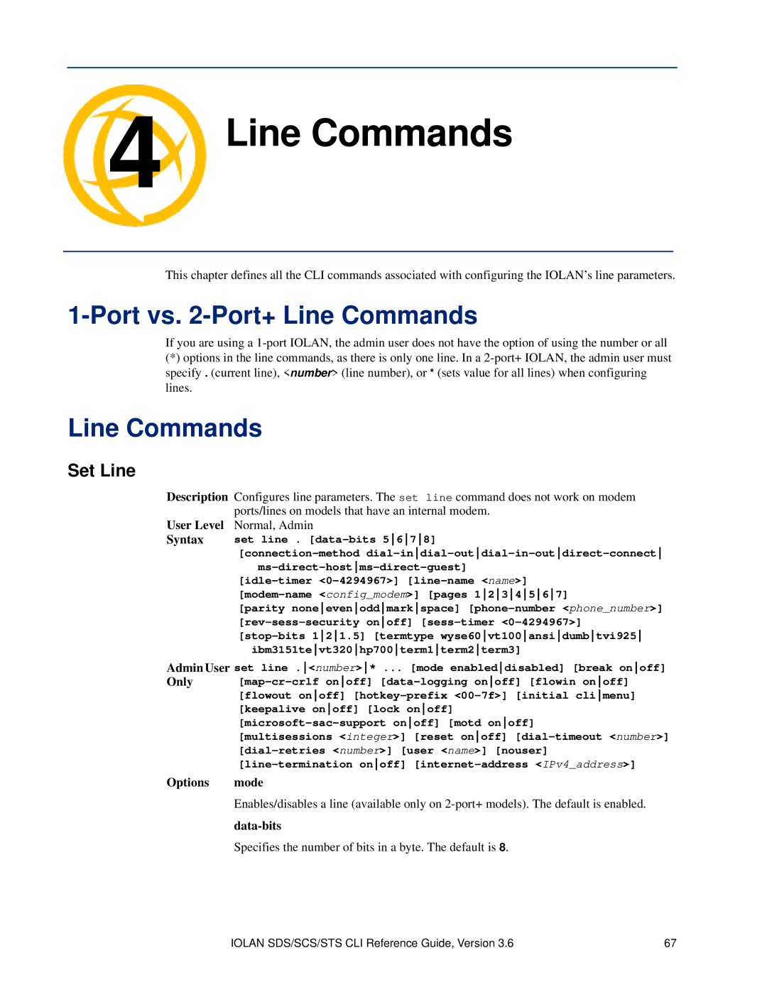 Perle Systems CSS manual Port vs -Port+ Line Commands, Set Line 