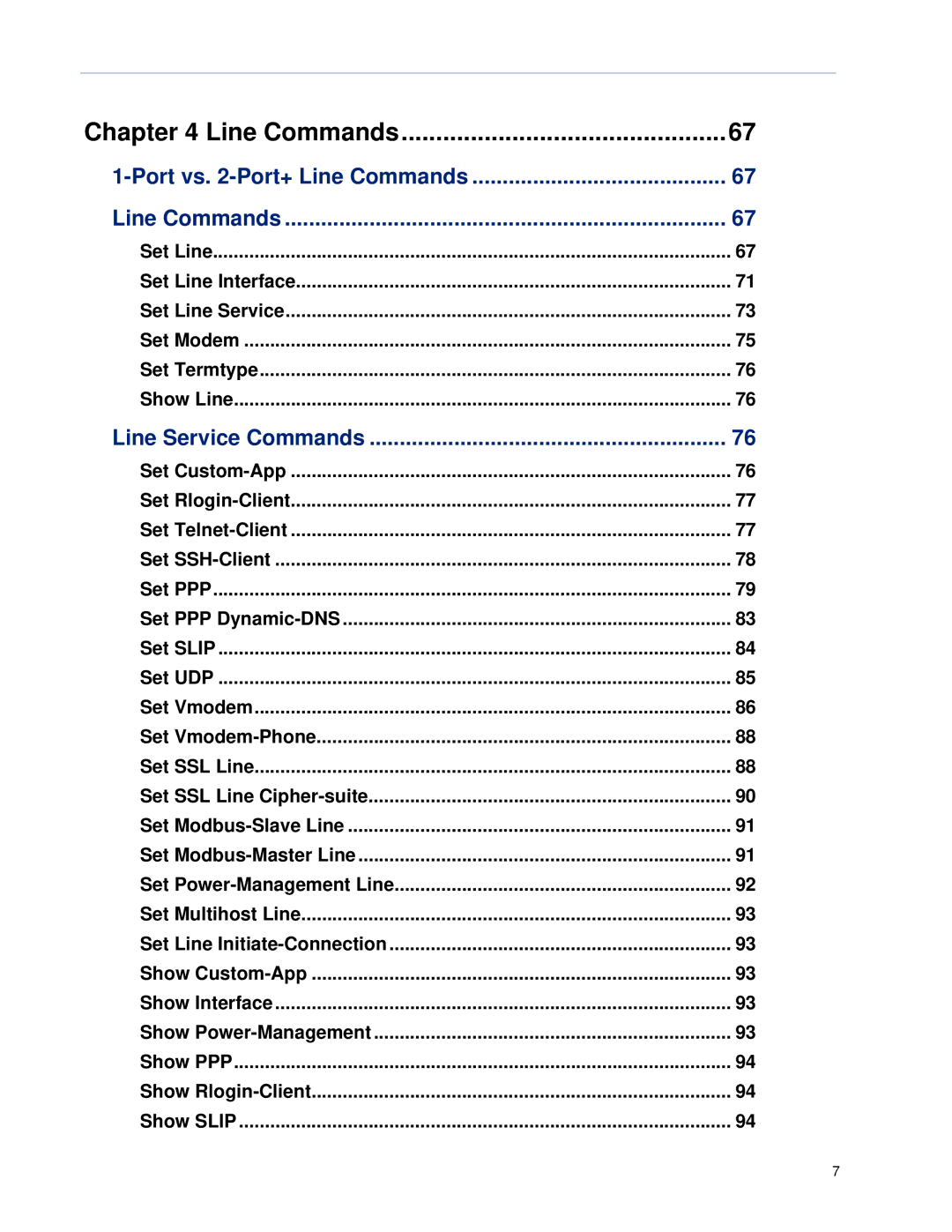 Perle Systems CSS manual Line Commands 