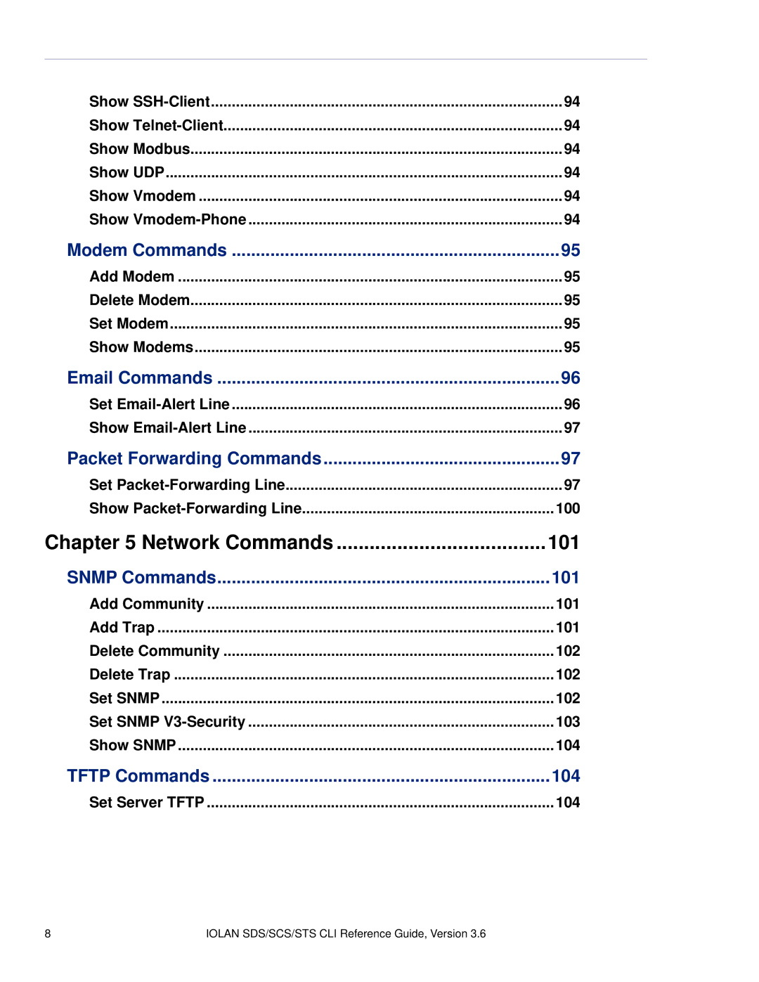 Perle Systems CSS manual Network Commands 