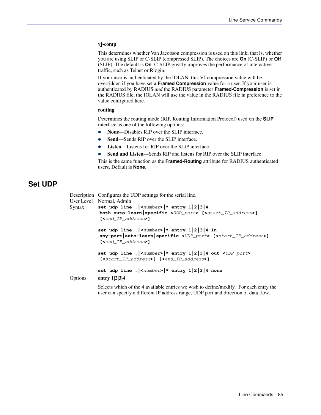 Perle Systems CSS manual Set UDP, Routing 