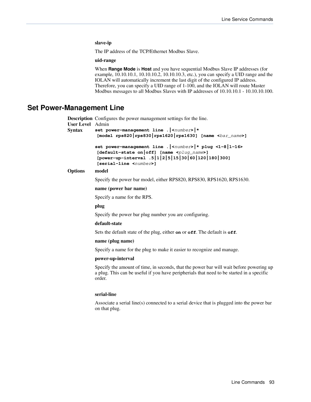 Perle Systems CSS manual Set Power-Management Line 