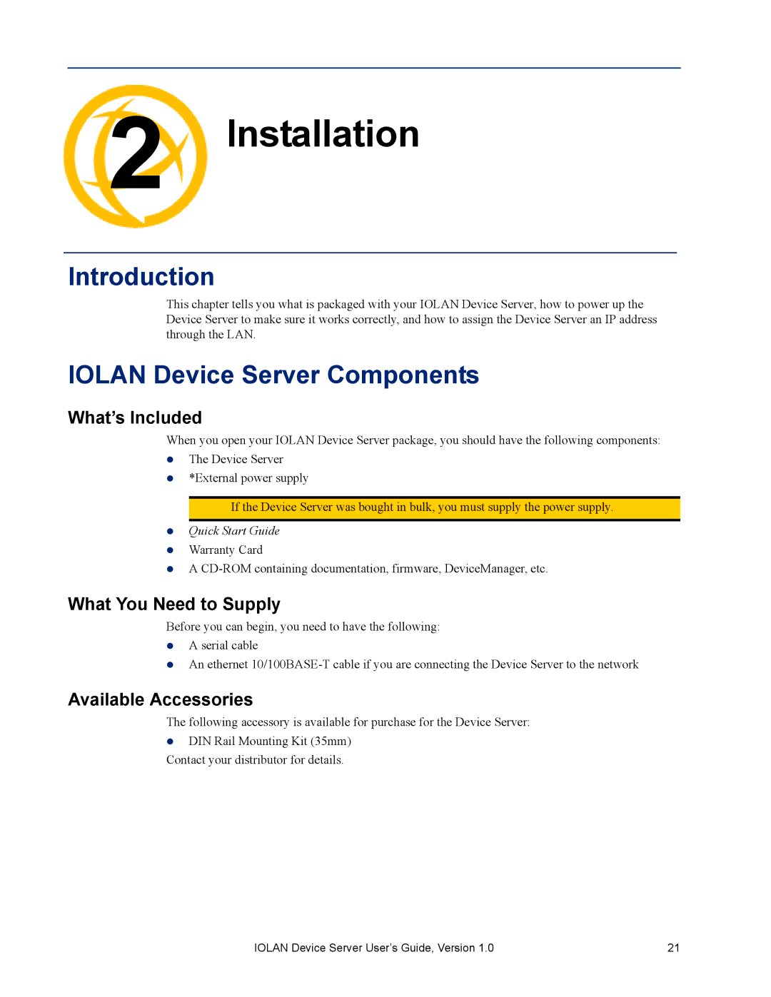 Perle Systems DS1 manual Installation, Introduction, Iolan Device Server Components 