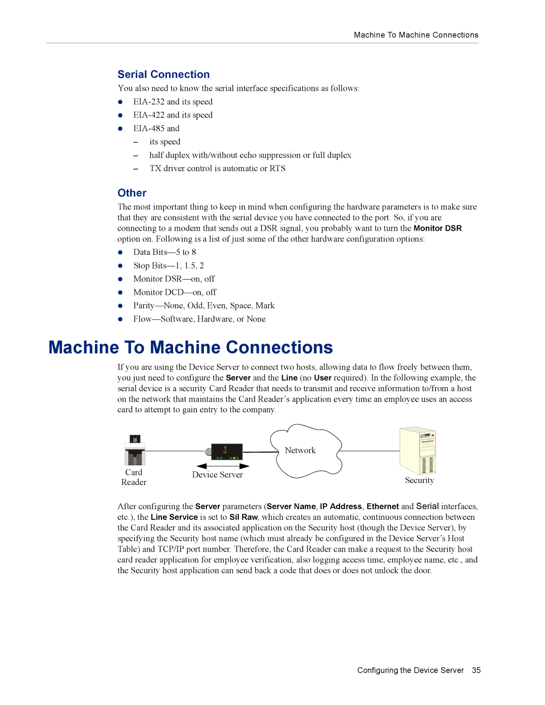 Perle Systems DS1 manual Machine To Machine Connections, Serial Connection 