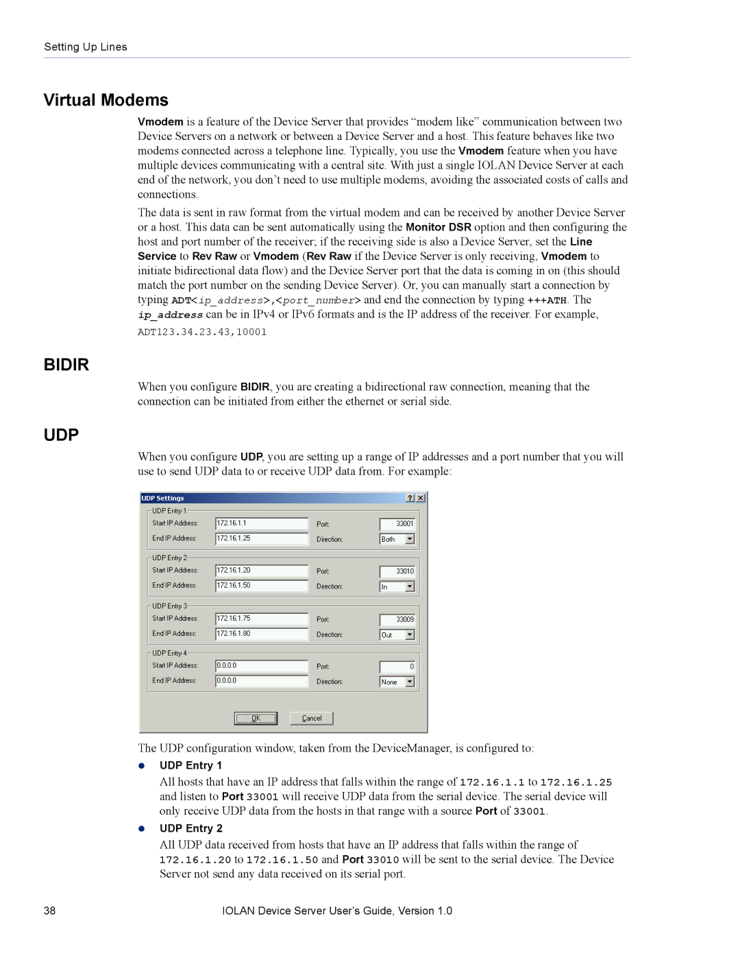 Perle Systems DS1 manual Virtual Modems, Bidir 