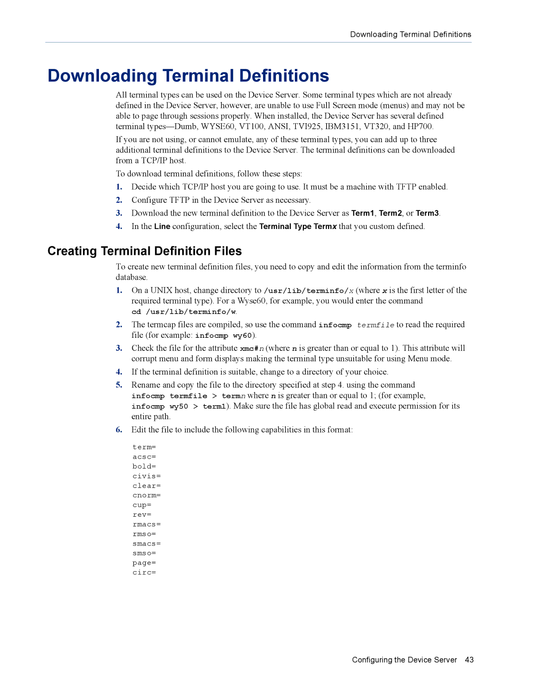 Perle Systems DS1 manual Downloading Terminal Definitions, Creating Terminal Definition Files 