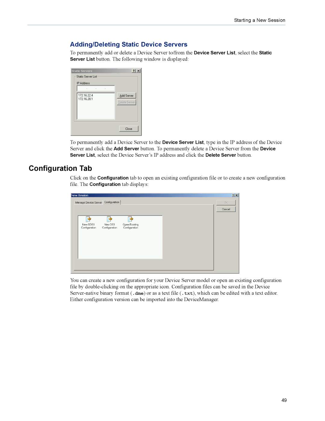 Perle Systems DS1 manual Configuration Tab, Adding/Deleting Static Device Servers 