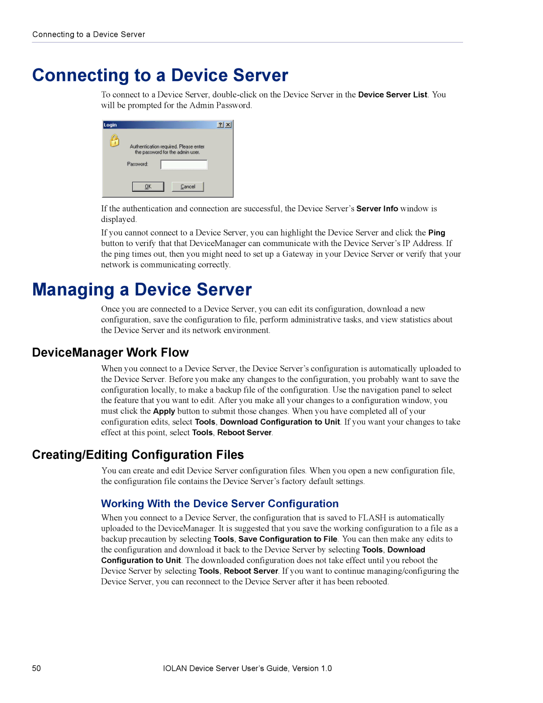 Perle Systems DS1 manual Connecting to a Device Server, Managing a Device Server, DeviceManager Work Flow 