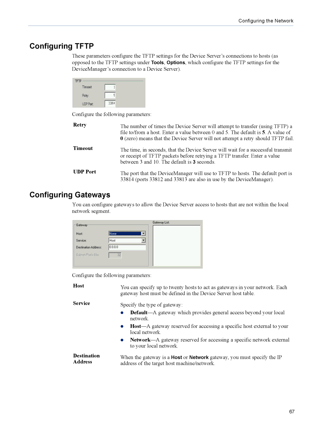 Perle Systems DS1 manual Configuring Tftp, Configuring Gateways 